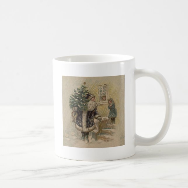 Taza De Café Árbol de navidad de nieve de Santa Rosa (Derecha)