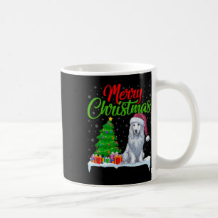 Taza De Café Árbol de Navidad de Perro Akbash enciende divertid