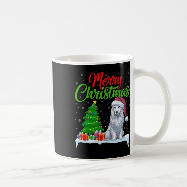 Taza De Café Árbol de Navidad de Perro Akbash enciende divertid (Derecha)