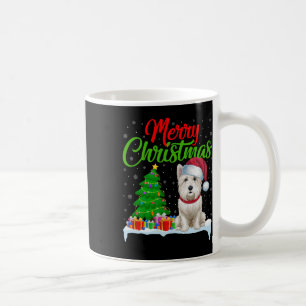 Taza De Café Árbol de Navidad de Perro Occidental enciende dive