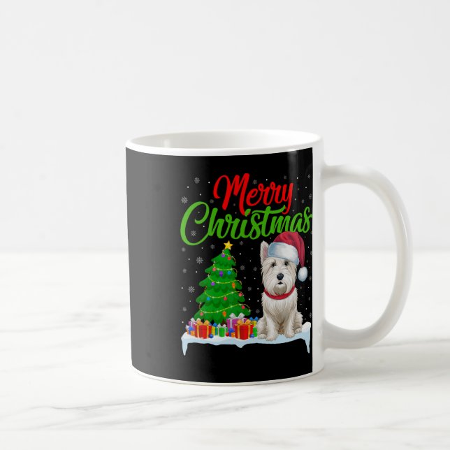 Taza De Café Árbol de Navidad de Perro Occidental enciende dive (Derecha)