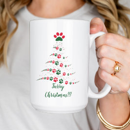 Taza De Café Árbol de Navidad de Perro Paw | Navidades furtivos