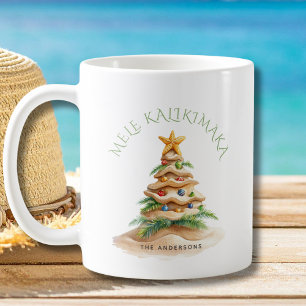 Taza De Café Árbol de Navidad de Playa Tropical Mele Kalikimaka