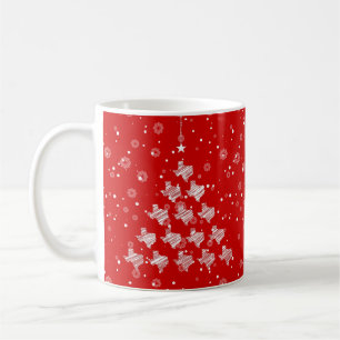 Taza De Café Árbol de Navidad de Texas garabateado en rojo