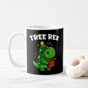Taza De Café Árbol de Navidad Dinosaurio T-Rex Dinos Lindo Fies