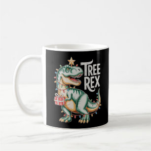 Taza De Café Árbol de Navidad Dinosaurio T Rex Luces de Navidad
