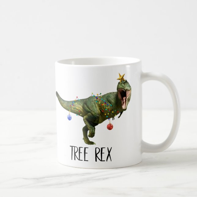 Taza De Café Árbol de Navidad divertido Rex Dinosaurio Elefante (Derecha)