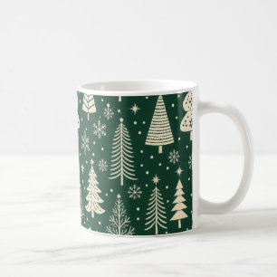 Taza De Café Árbol de Navidad escandinavo verde bosque Arte Pop