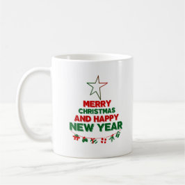 Taza De Café Árbol de Navidad, Feliz Año Nuevo, palabras, estre