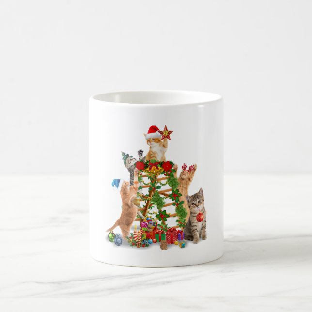 Taza De Café Árbol de Navidad Gato Navidades feos Gato Mamá Pap (Centro)