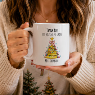 Taza De Café Árbol de Navidad Lápiz Gracias Maestro