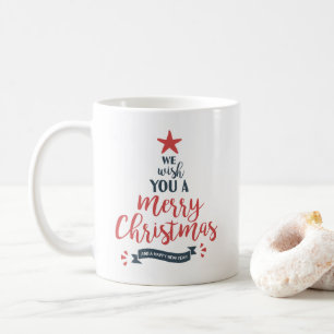 Taza De Café Árbol de navidad lindo   Mug de tipografía de vaca