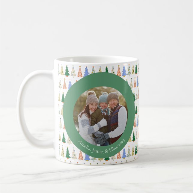Taza De Café Árbol de Navidad lindo Personalizado de familia ve (Izquierda)