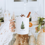 Taza De Café Árbol de Navidad Minimalista moderno personalizado<br><div class="desc">Esta es una moderna plantilla minimalista de tazas vacacionales con un hermoso árbol de acuarela de color verde y un elegante tipo de letra caligráfica. El color del árbol de Navidad no es editable, y la redacción en el tipo de letra de caligrafía dorada no es editable (¡pero el color...</div>