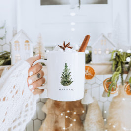 Taza De Café Árbol de Navidad Minimalista moderno personalizado