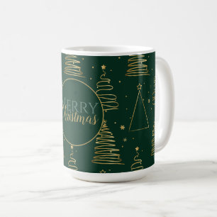 Taza De Café Árbol de Navidad mínimo de oro verde