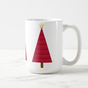 Taza De Café Árbol de Navidad moderno de damasco rojo intenso