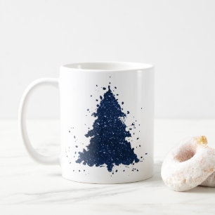 Taza De Café Árbol de Navidad Moody   Azul marino oscuro con cl