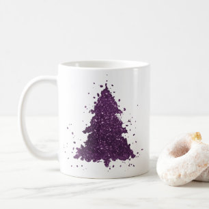 Taza De Café Árbol de Navidad Moody Placa púrpura de ciruela