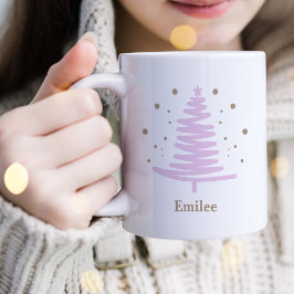 Taza De Café Árbol de Navidad Oro Rosa