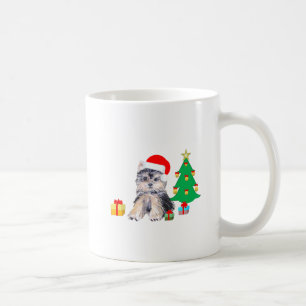 Taza De Café Árbol de Navidad, perro cachorro de Yorkshire y re