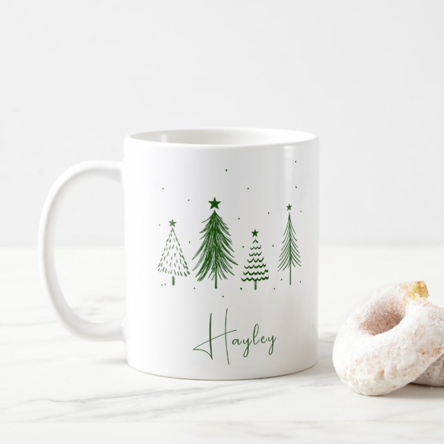 Taza De Café Árbol de Navidad personalizado (Con donut)