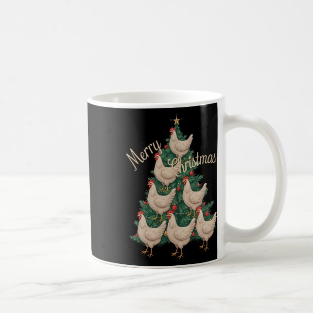 Taza De Café Árbol de Navidad Pollo Divertido de Pollos Árbol d (Derecha)
