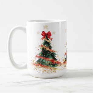 Taza De Café Árbol de Navidad Purpurina Coquette