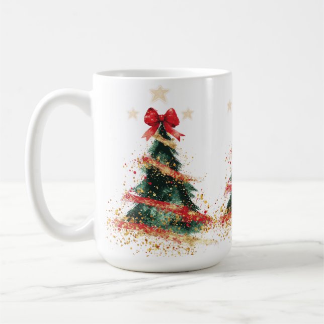 Taza De Café Árbol de Navidad Purpurina Coquette (Izquierda)