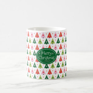 Taza De Café Árbol de Navidad Retro Personalizado de Mediano de