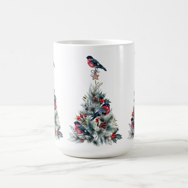 Taza De Café Árbol de Navidad Rojo Bullfinch (Centro)