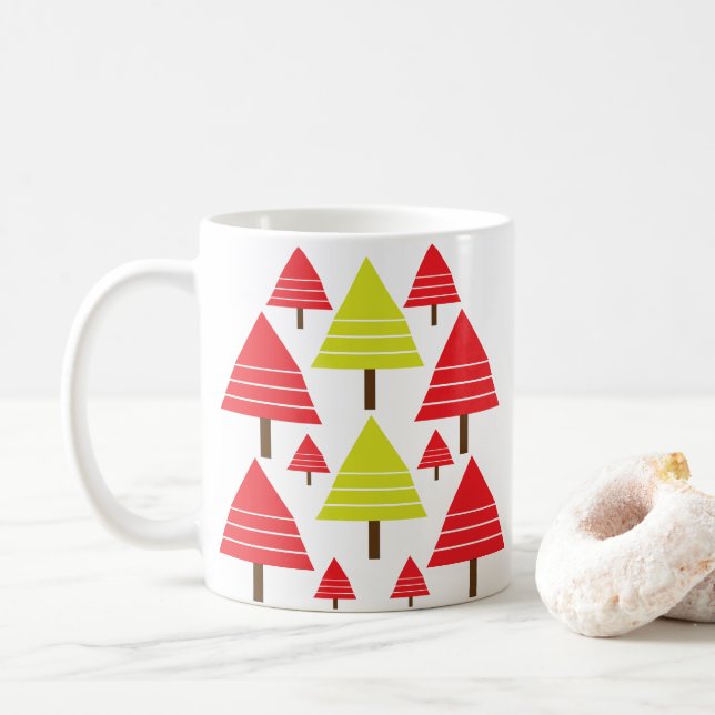 Taza De Café Árbol de Navidad Rojo Verde Aburrido (Con donut)