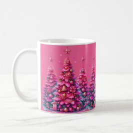 Taza De Café Árbol de Navidad Rosa Estético Preppy