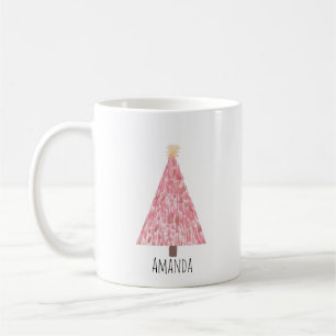Taza De Café Árbol de navidad rosa moderno