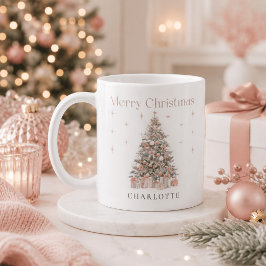 Taza De Café Árbol de Navidad Rosado Moderno – Fiesta Personali