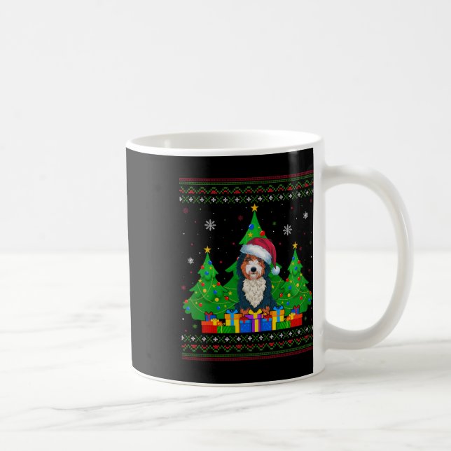 Taza De Café Árbol de navidad sudoroso Santa Hat Bernedoodle (Derecha)