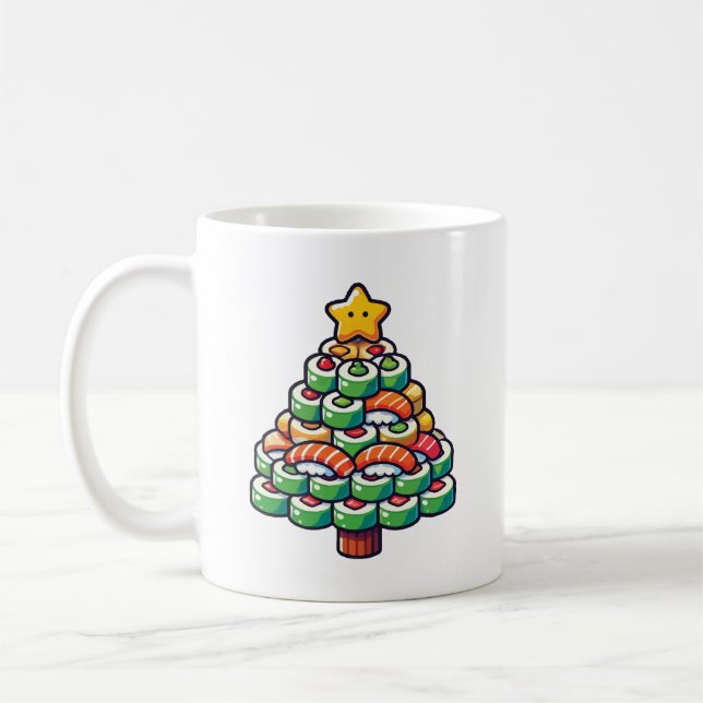 Taza De Café Árbol de Navidad Sushi - Comida divertida de comid (Izquierda)