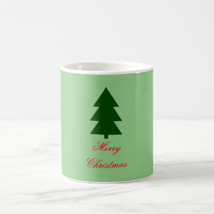 Taza De Café Árbol de Navidad verde Feliz tipografía de Navidad