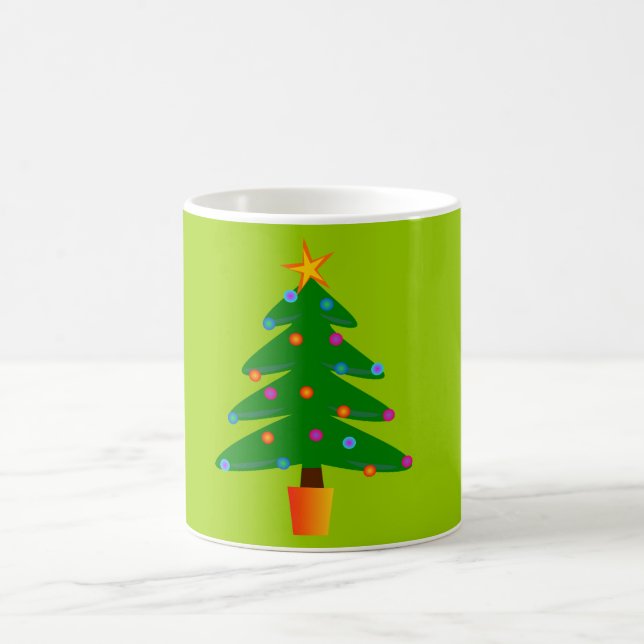 Taza De Café Árbol de Navidad Verde Festivo (Centro)