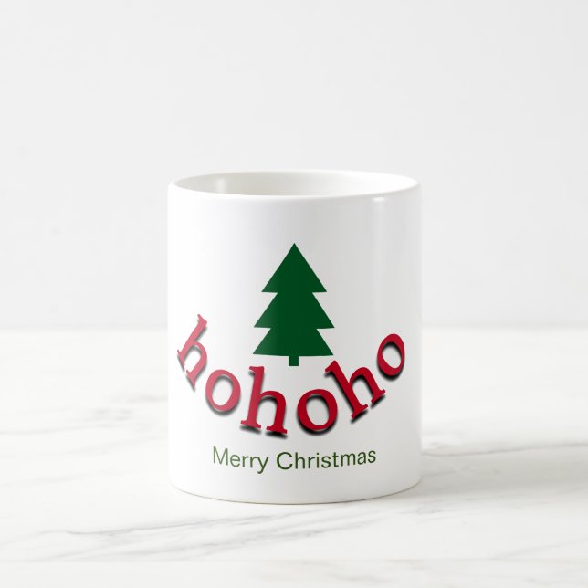 Taza De Café Árbol de Navidad Verde HoHoHo Feliz Navidad Roja (Centro)