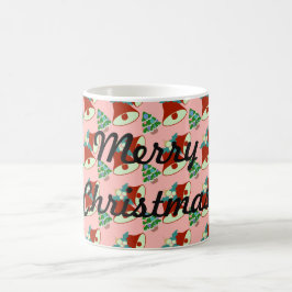 Taza De Café Árbol de Navidad verde y campanas rojas y verdes