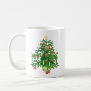 Taza De Café Árbol de Navidad vintage con una galleta de estrel