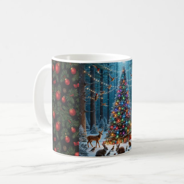 Taza De Café Árbol de Navidad y Adornos (Anverso izquierdo)
