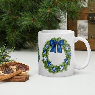 Taza De Café Árbol de Navidad y corona de Chinoiserie