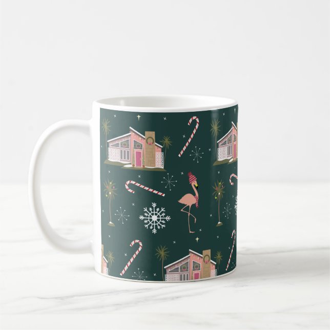 Taza De Café Árbol de palma de la casa rosada de los Navidades  (Izquierda)