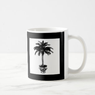 Taza De Café Árbol de palmas potentes - blanco y negro