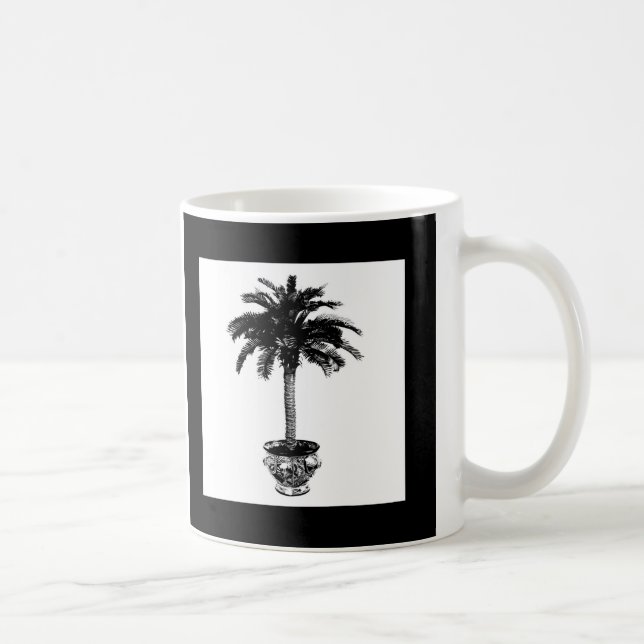 Taza De Café Árbol de palmas potentes - blanco y negro (Derecha)