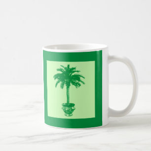 Taza De Café Árbol de palmas potentes - verde esmeralda y verde