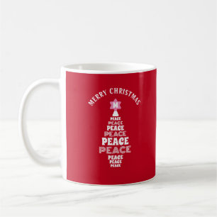 Taza De Café Árbol de paz de Navidades cortos inicial en rojo e