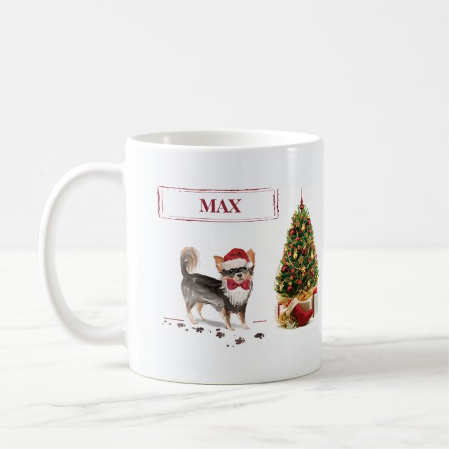 Taza De Café Árbol de perros divertido de Navidades graciosos d (Izquierda)
